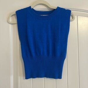 Blue Sleeveless Ribbed Tank Top